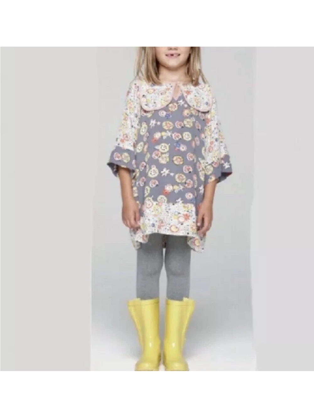 Stella McCartney Kids Floral Tunic in Gray, Pink, Red, Yellow, Blue